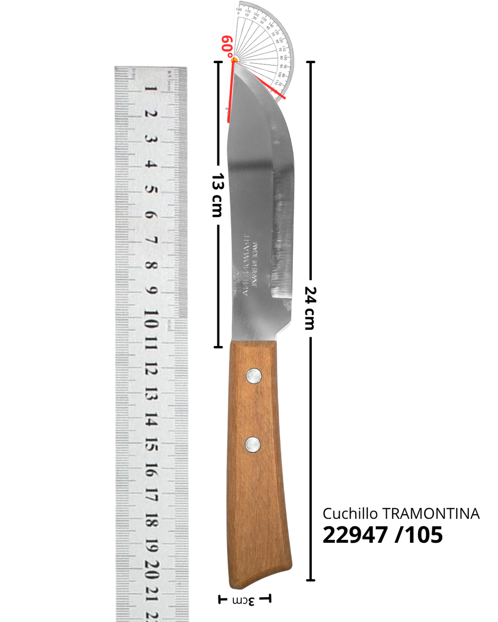 Cuchillo machete CH madera - TRAMONTINA 22947/105 24 cm
