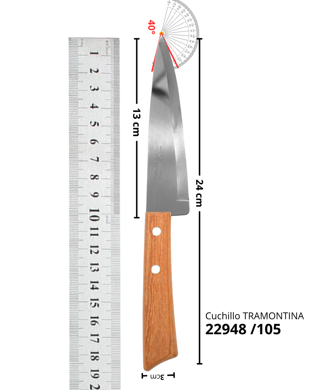 Set de 5 Cuchillos de Cocina de Acero Inoxidable con Mango de Madera