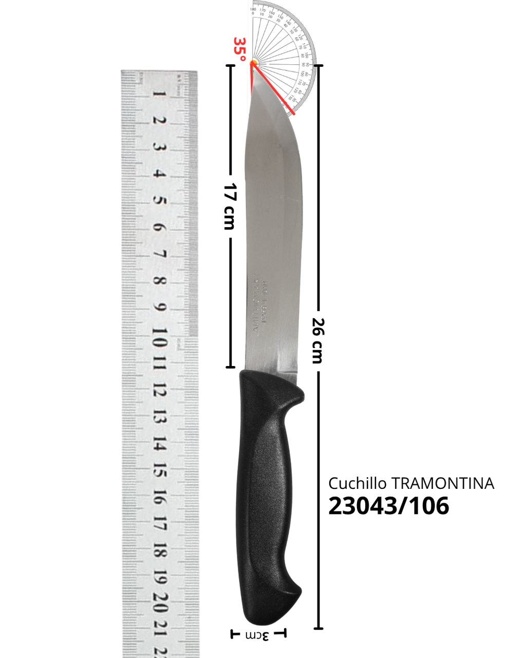 Set de 7 Cuchillos de Cocina y Carne de Acero Inoxidable con Mango Negro Ergonómico