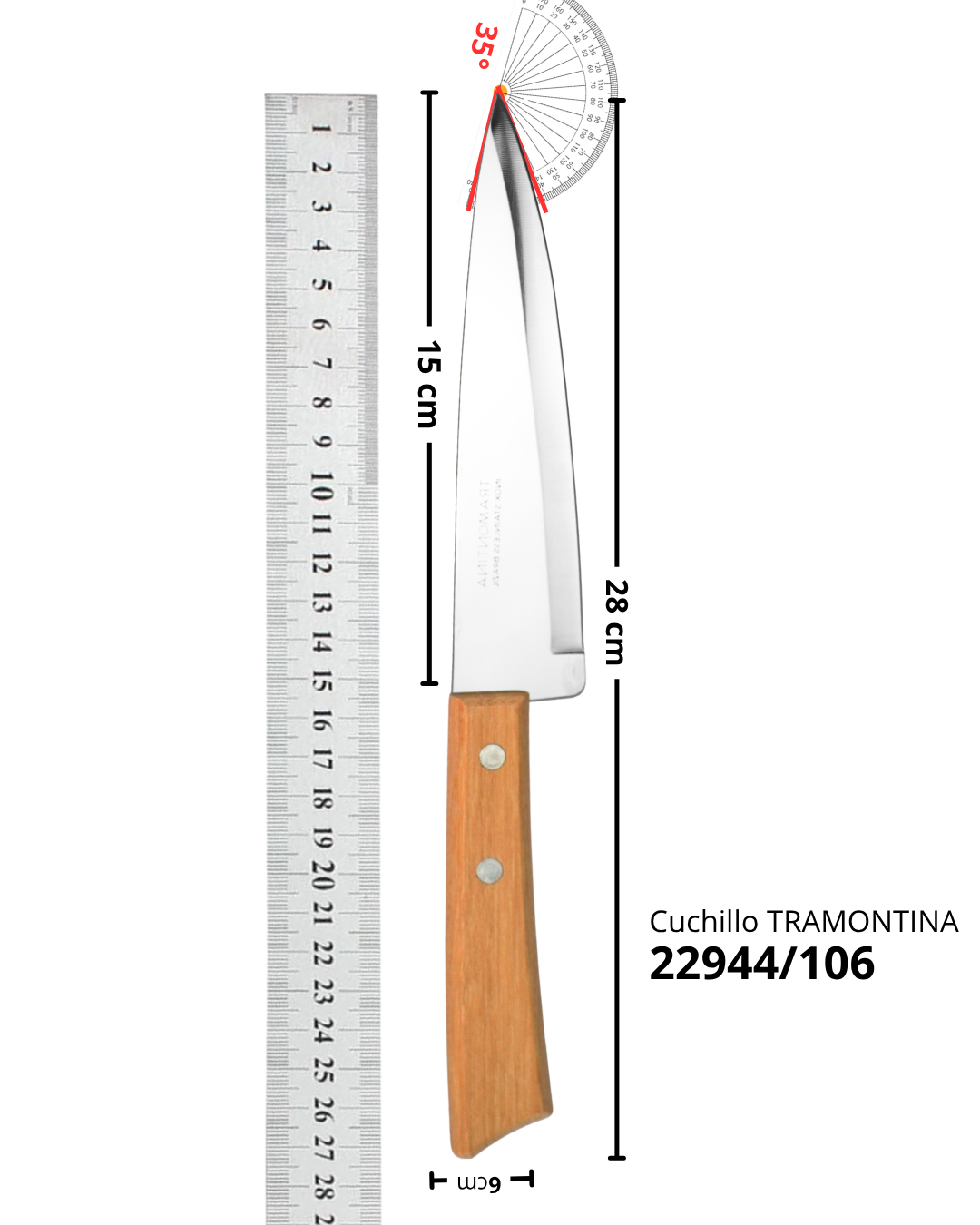 Set de 5 Cuchillos de Cocina de Acero Inoxidable con Mango de Madera