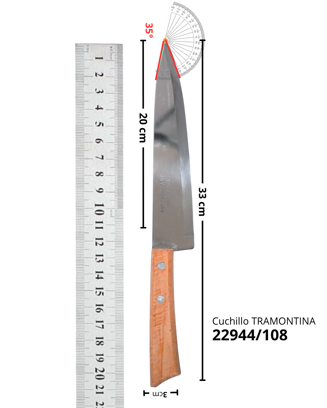 Cuchillo de chef madera G - TRAMONTINA 33cm 22944/108
