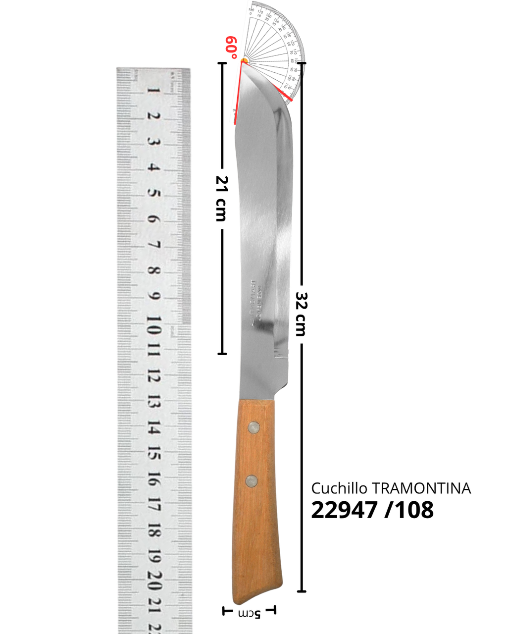 Set de 5 Cuchillos de Cocina de Acero Inoxidable con Mango de Madera