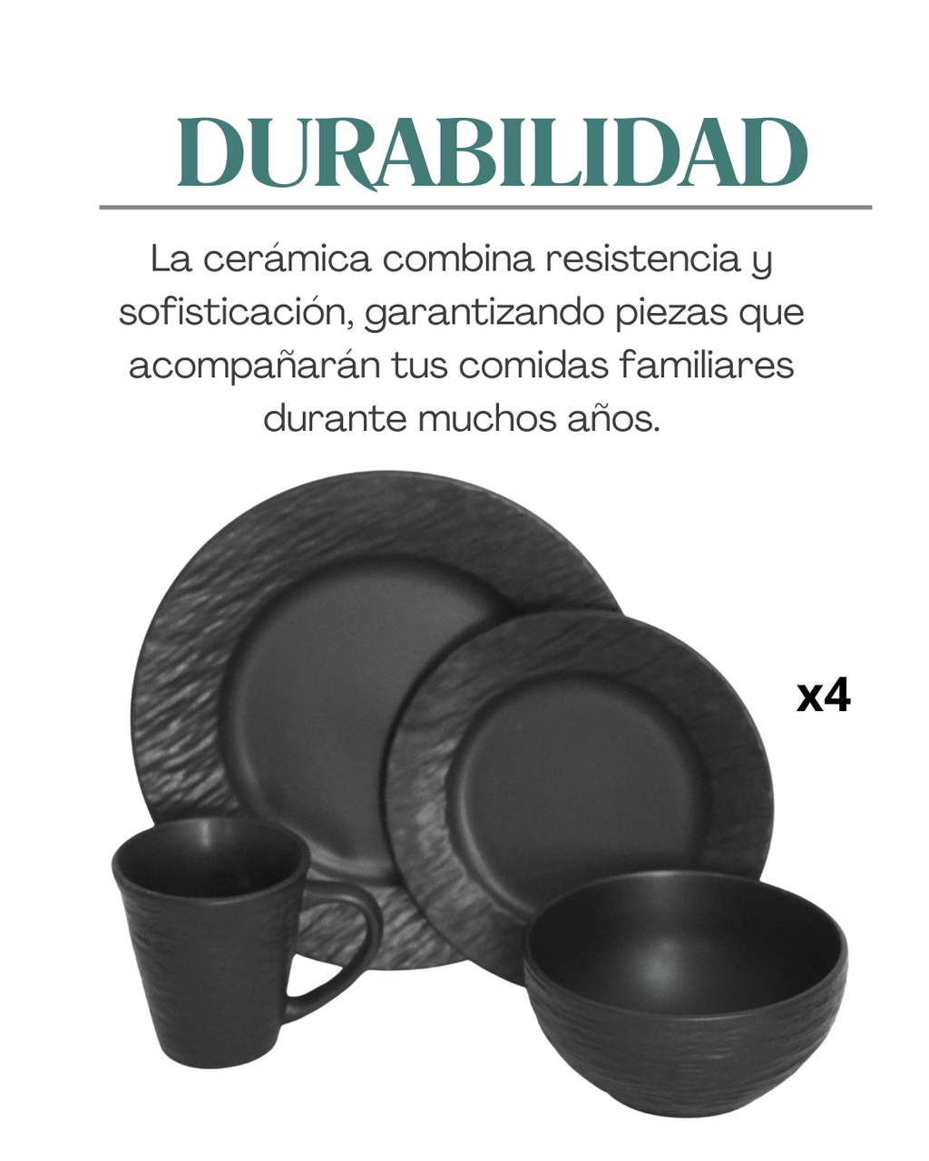 Vajilla Lava Stone 16 pz