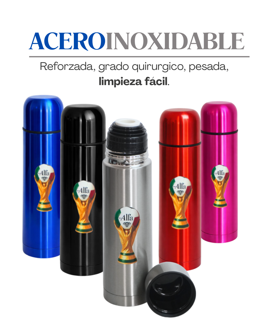 Termo de Acero Inoxidable - ALFA 500 ml, 750 ml y 1 lt