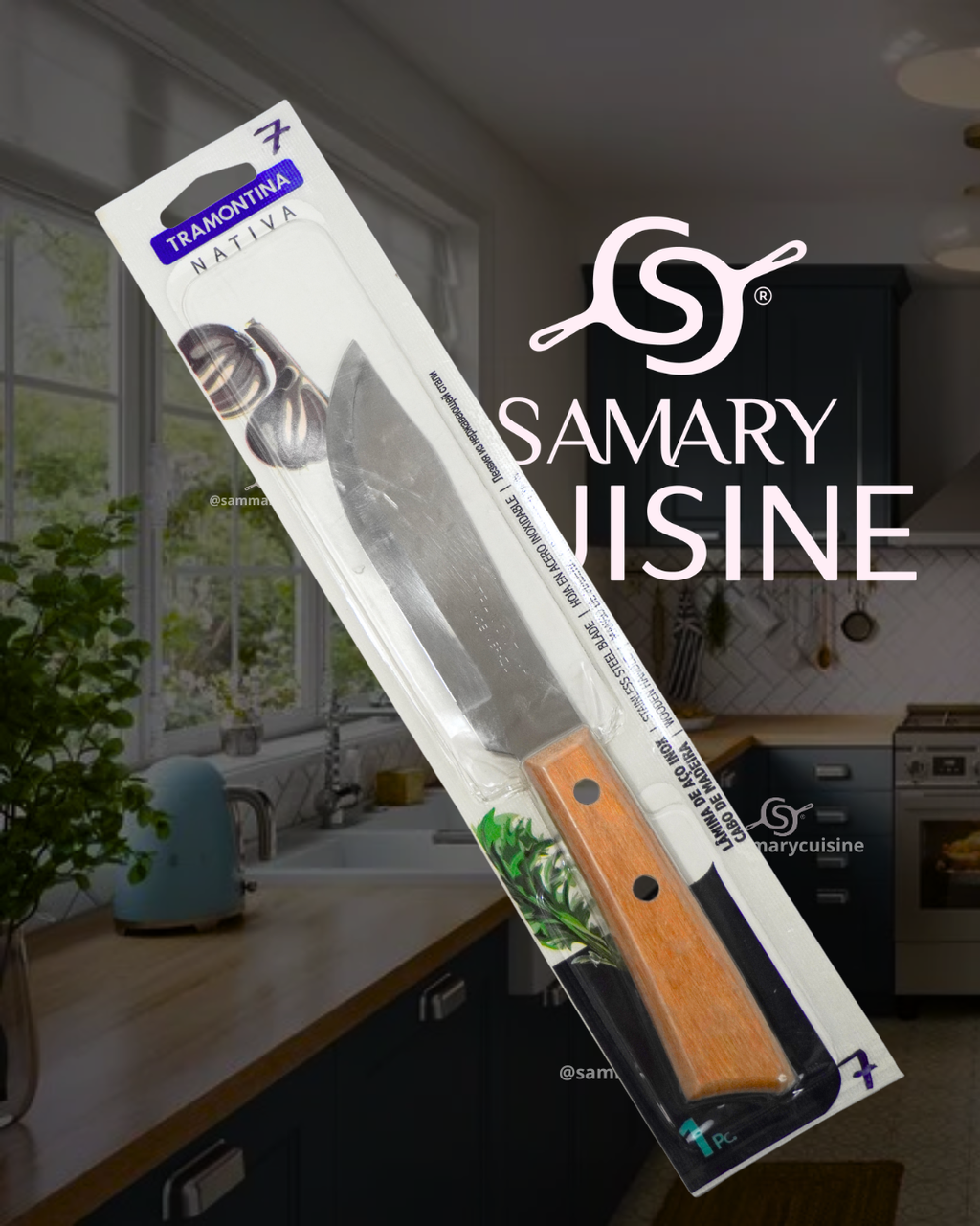 Set de 5 Cuchillos de Cocina de Acero Inoxidable con Mango de Madera
