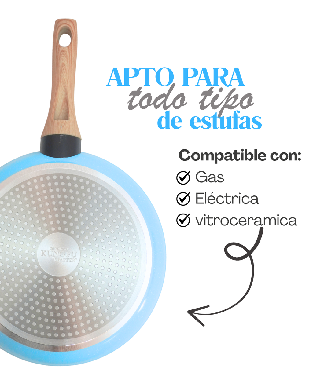 Sartén Kung Fu 3pz Cerámica Antiadherente Calidad Premium