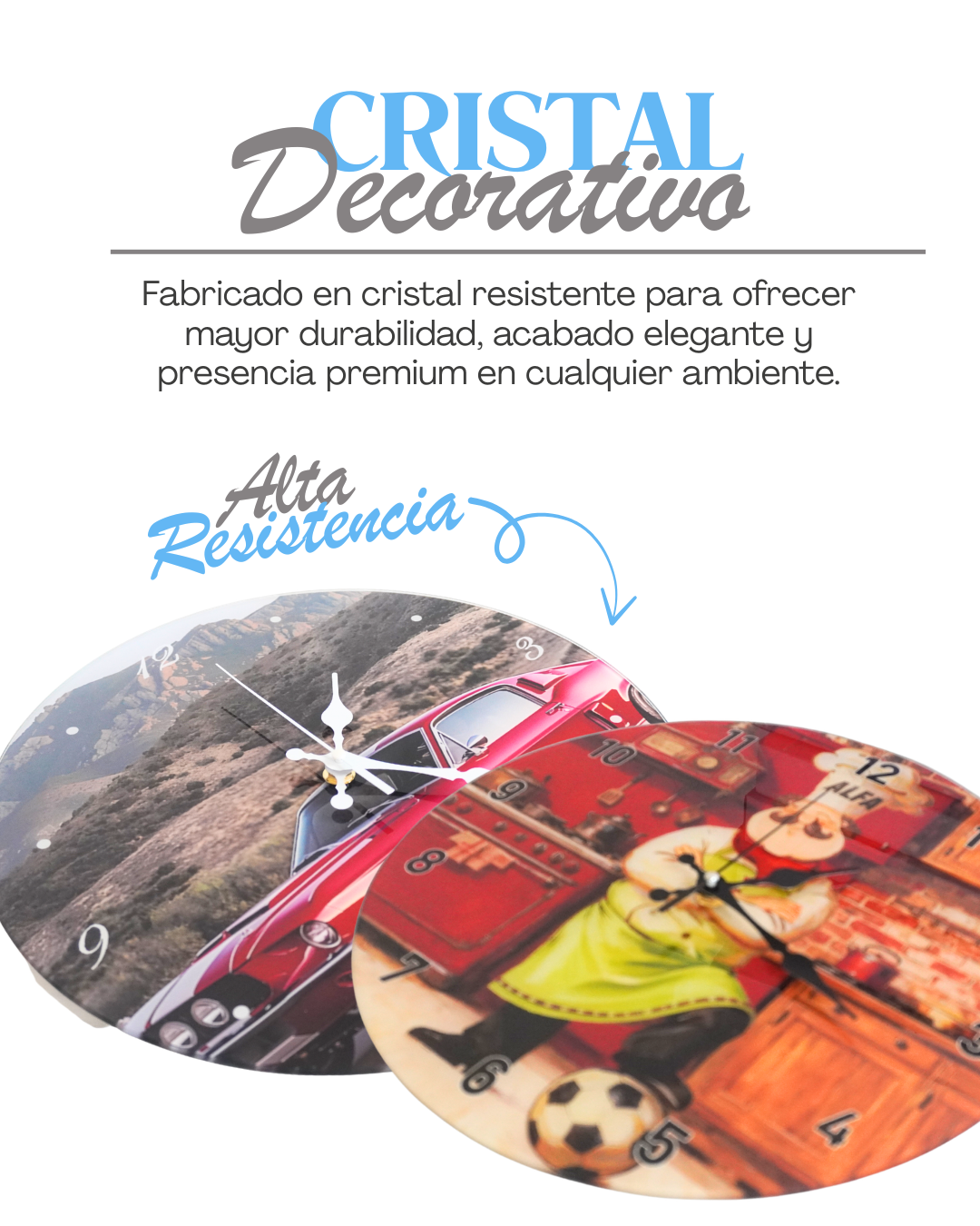 Reloj de cristal circular de autos - Reloj decorativo de pared