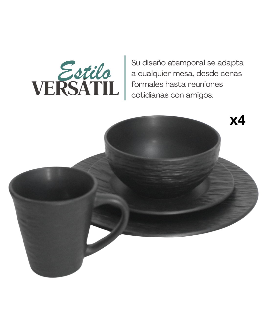 Vajilla Lava Stone 16 pz