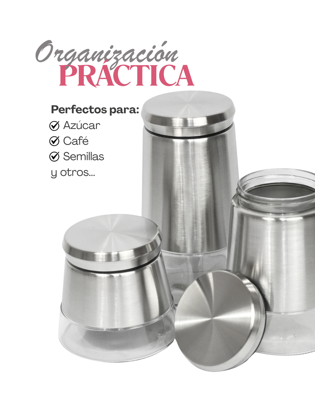 Azucareros de vidrio cónicos 3pz GRANDES . 41708