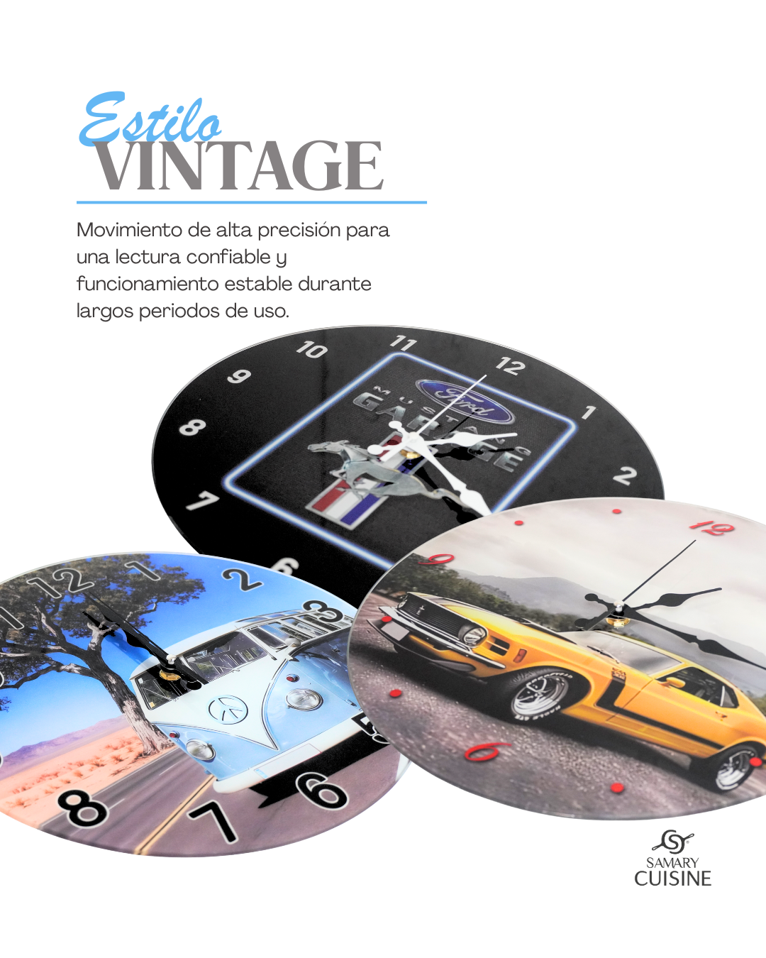 Reloj de cristal circular de autos - Reloj decorativo de pared