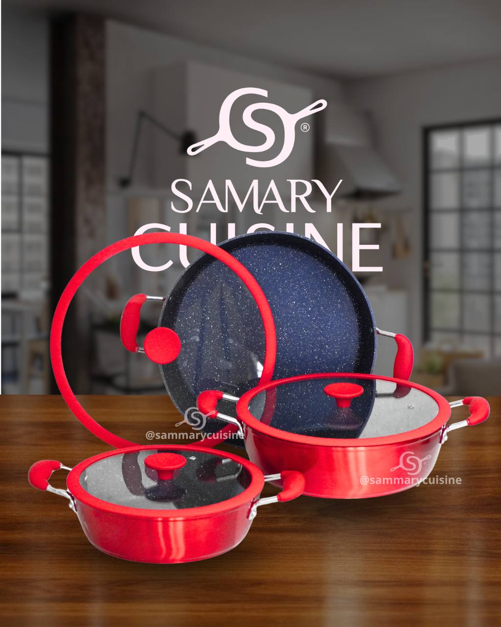 Set de Ollas de Cerámica Antiadherente AIKCWS6 - ALPHINE CUISINE 6 pz tapa plana