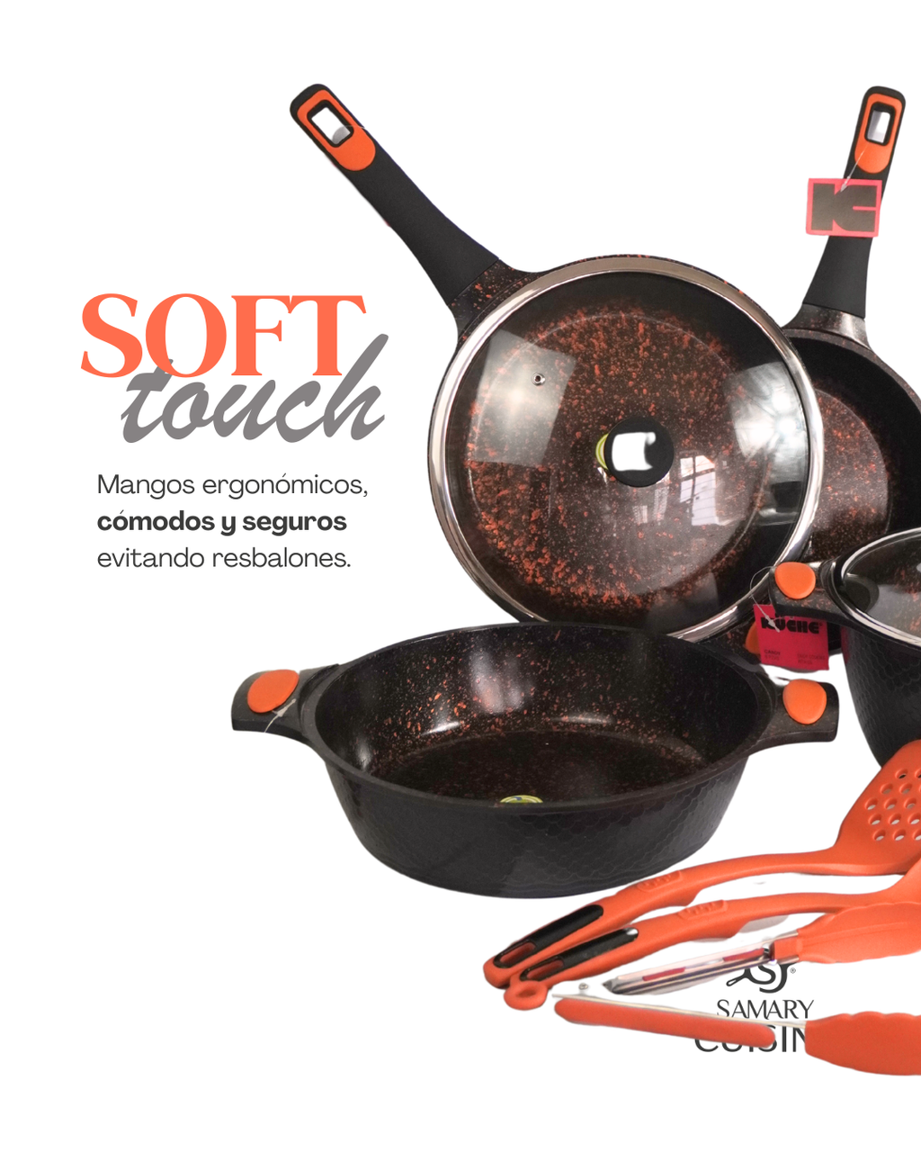 Batería de Cerámica Antiadherente Coral - KUCHE 9 pz