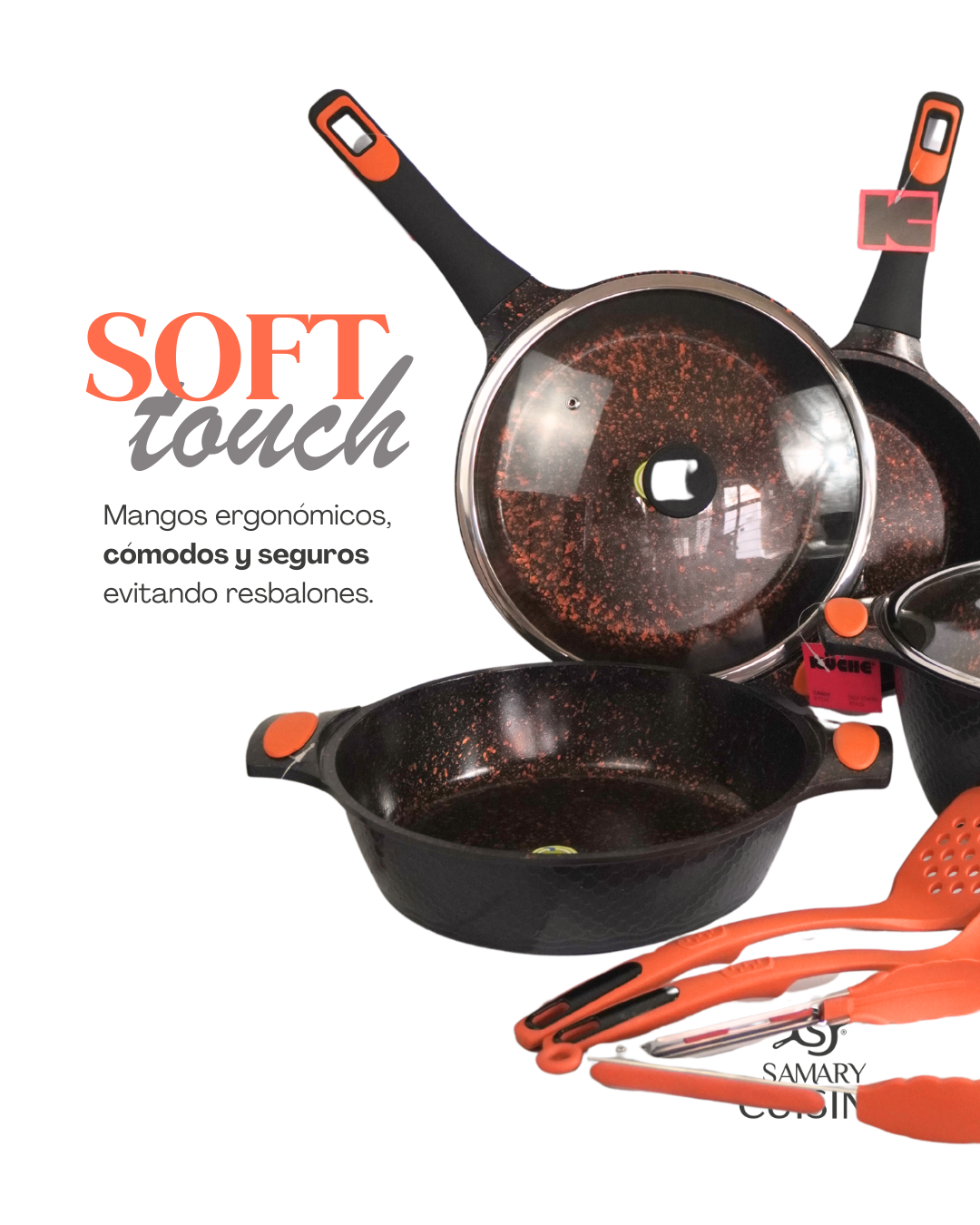 Batería de Cerámica Antiadherente Coral - KUCHE 9 pz