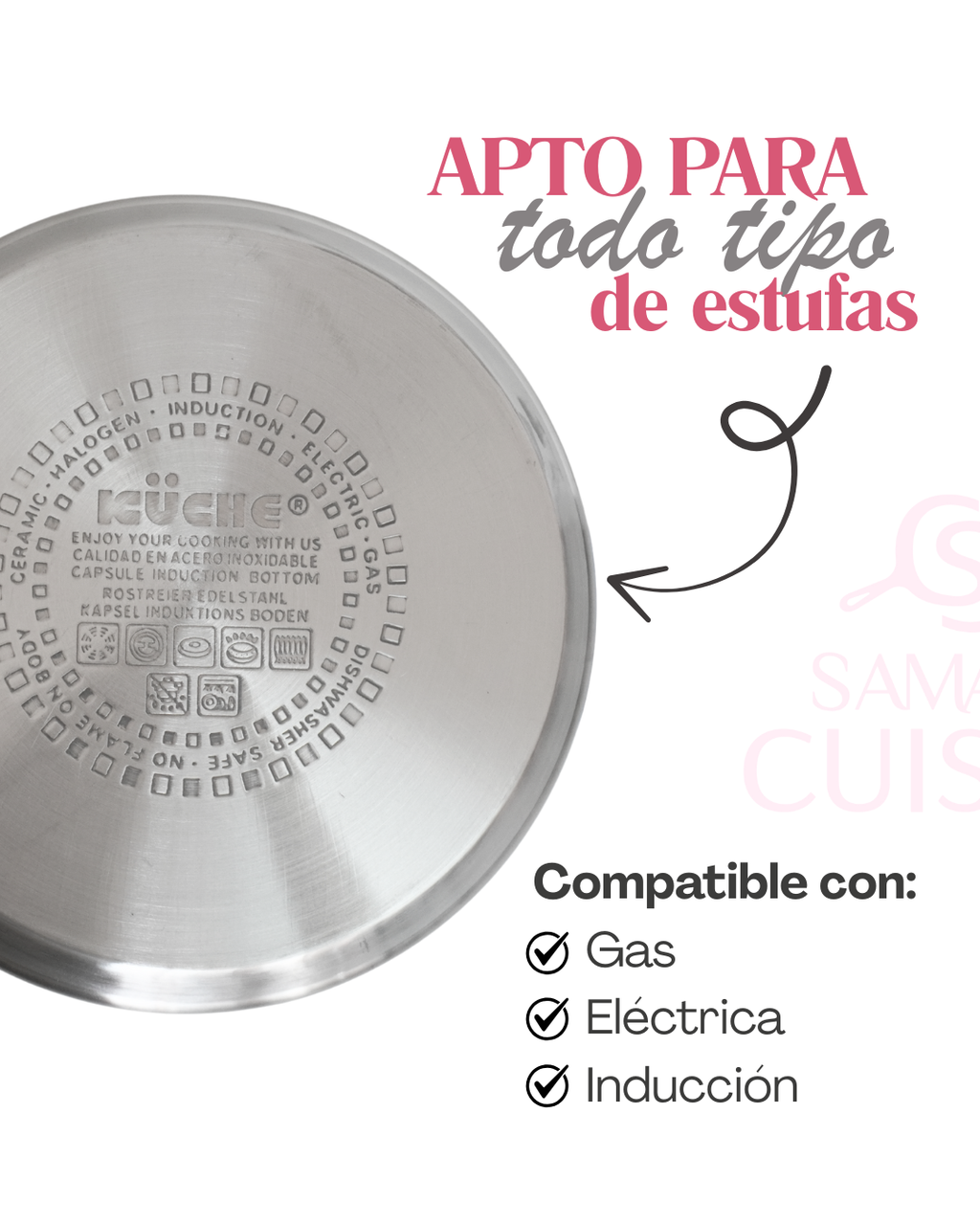 Juego Ollas Roze 8 Pz Tapa Irrompible Silicon 5, 7, 8 Y 10 L