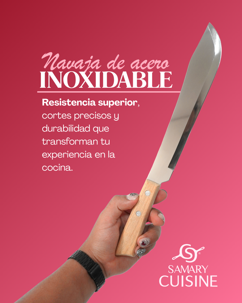 Set de 5 Cuchillos de Cocina de Acero Inoxidable con Mango de Madera