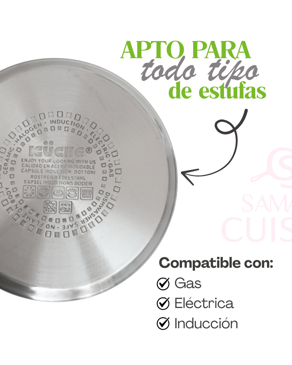 Juego Ollas Roze 8 Pz Tapa Irrompible Silicon 5, 7, 8 Y 10 L
