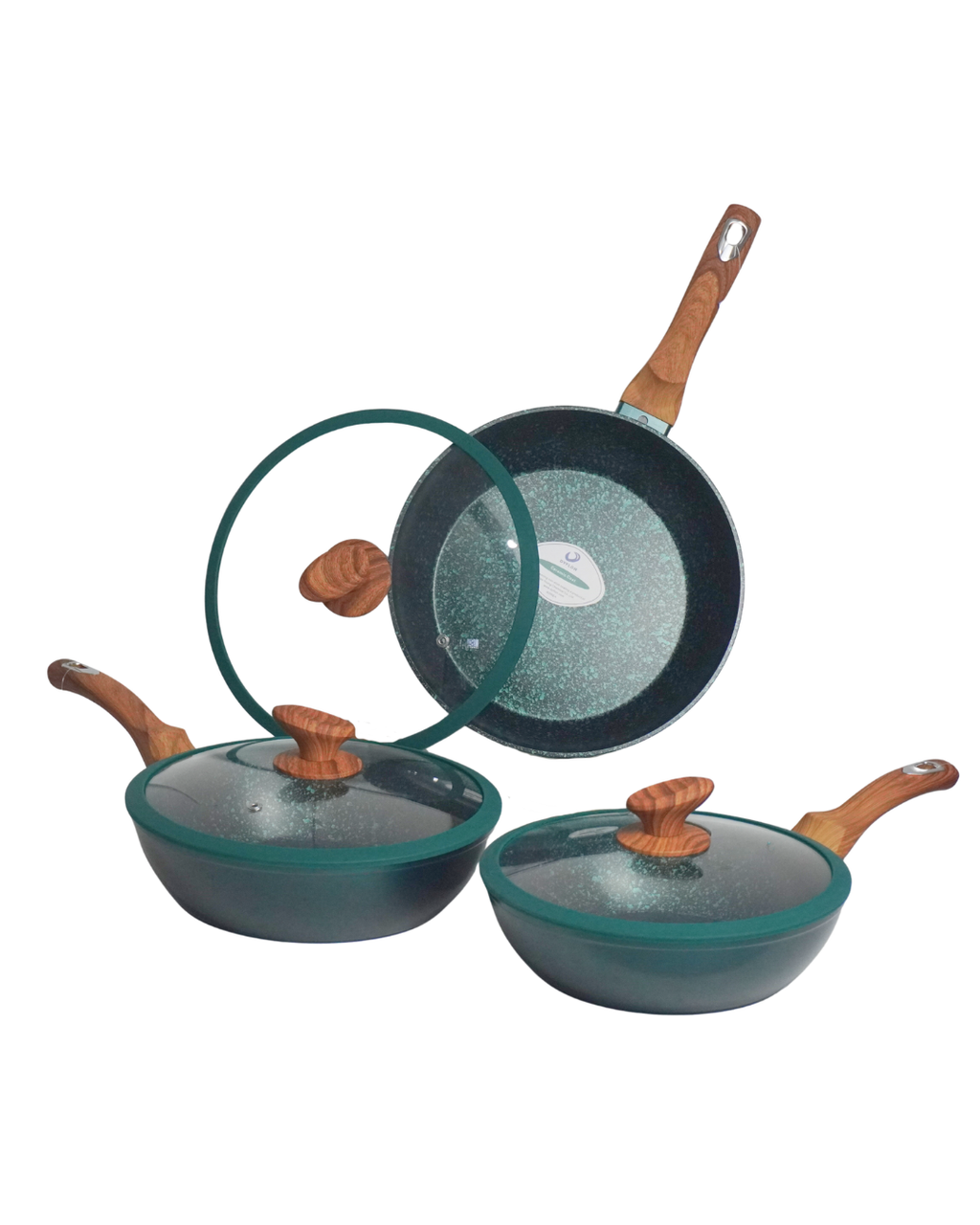 Juego de sartenes olivo ceramica premium 6 piezas 24, 26 y 28 cm