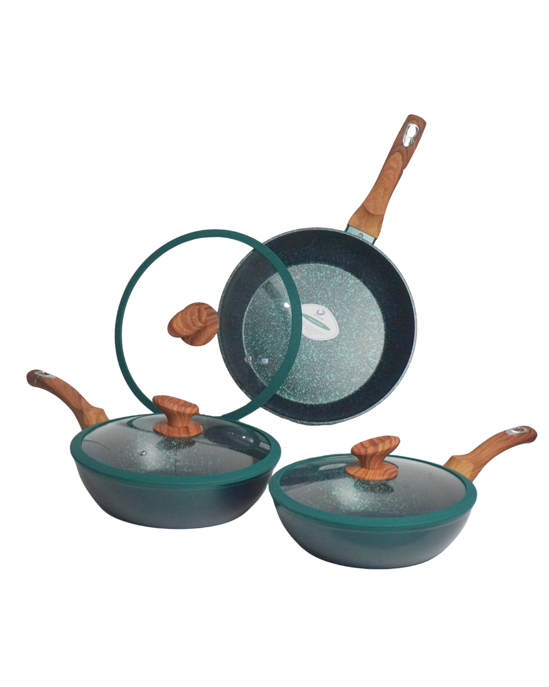 Juego de sartenes olivo ceramica premium 6 piezas 24, 26 y 28 cm
