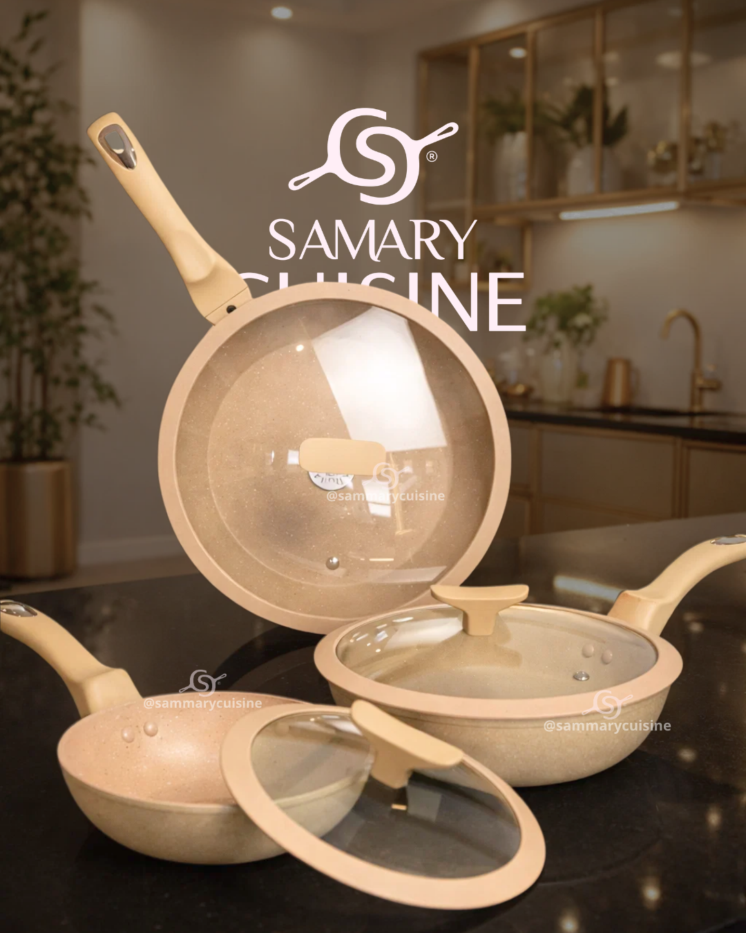 Sarten de Cerámica c/ tapa - JAMILA 6 pz Tipo Wok