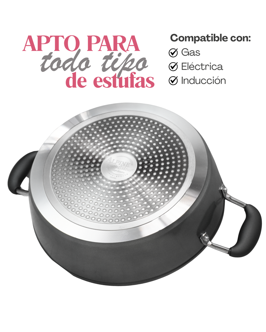 Set de Ollas de Cerámica Antiadherente AIKCWS6 - ALPHINE CUISINE 6 pz tapa plana