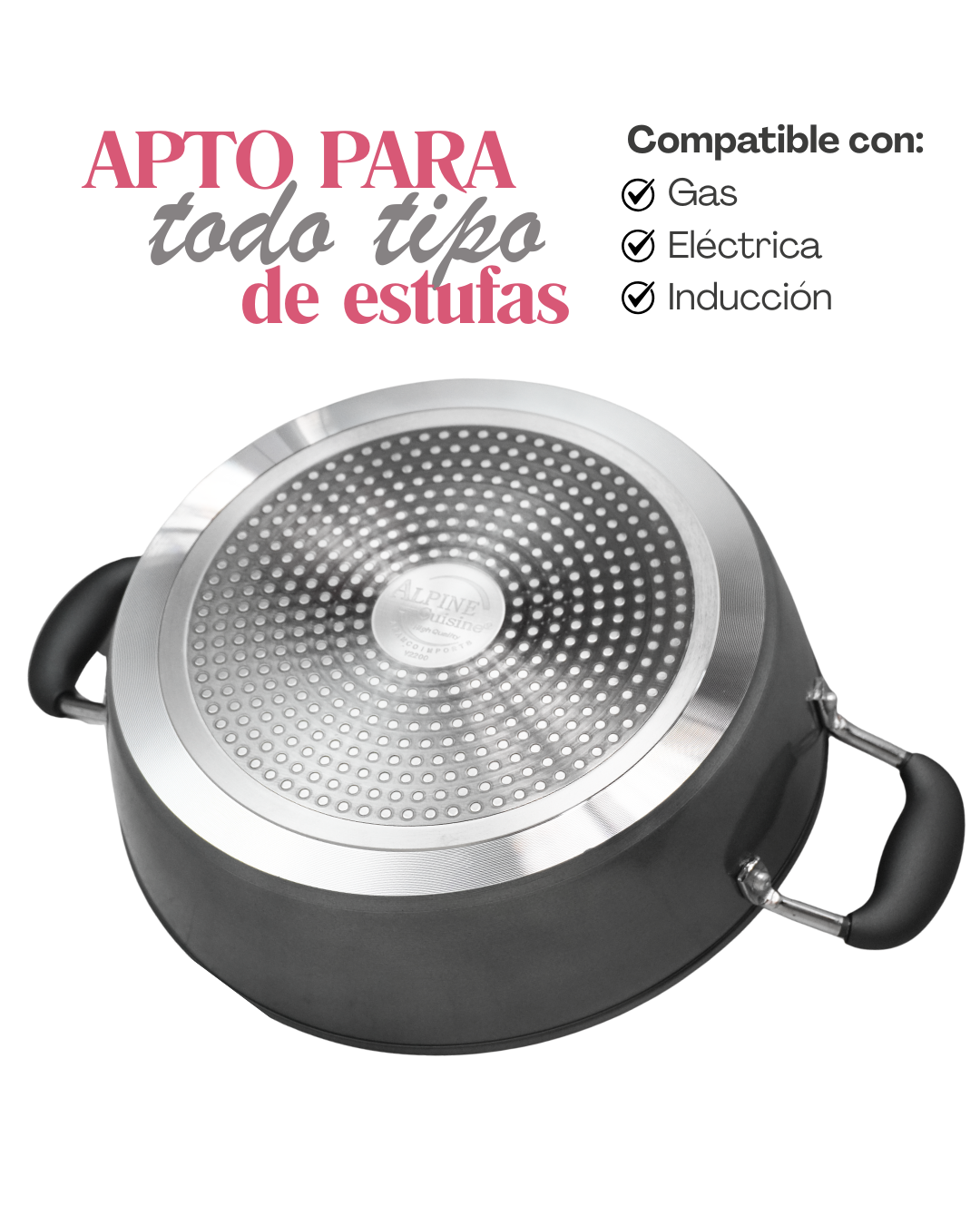 Set de Ollas de Cerámica Antiadherente AIKCWS6 - ALPHINE CUISINE 6 pz tapa plana