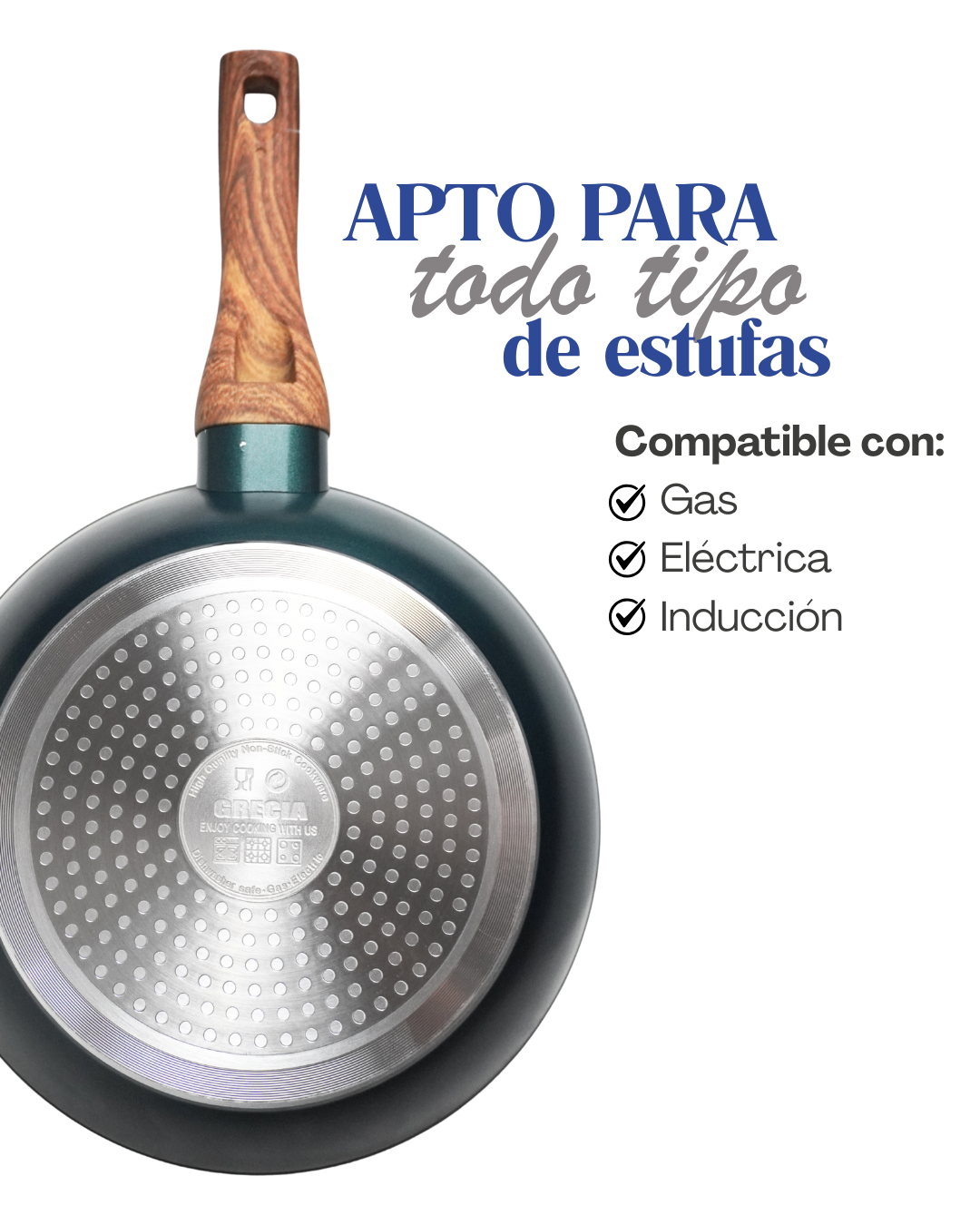 Juego de sartenes olivo ceramica premium 6 piezas 24, 26 y 28 cm
