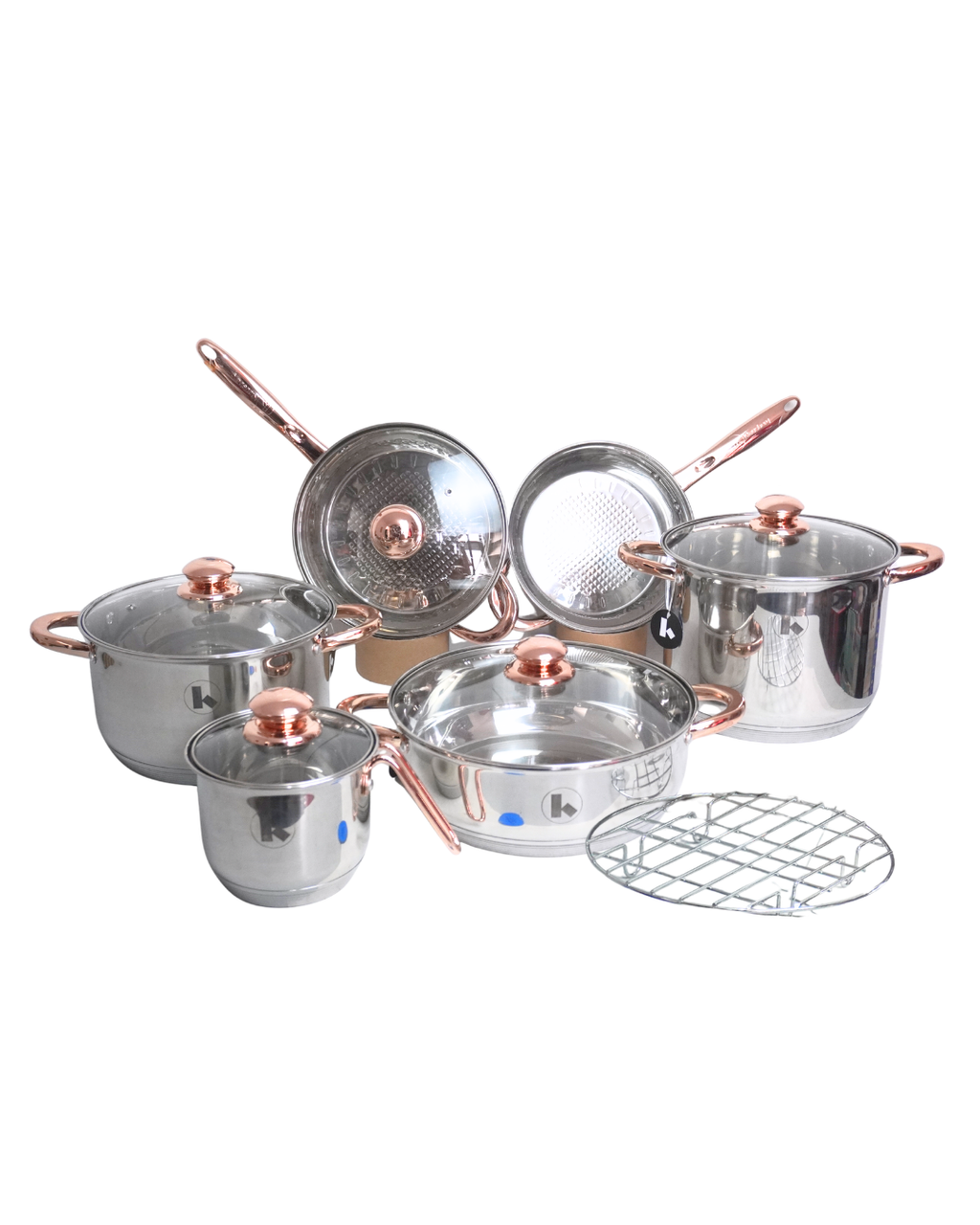 Batería de Cocina Klausberg Praga 12 Pzas Acero Inoxidable Dorado Inducción