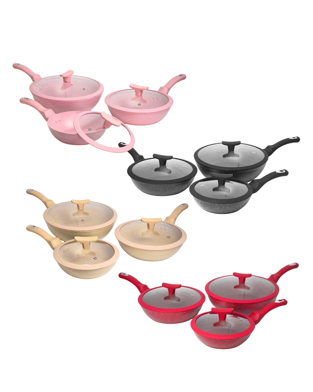 Sarten de Cerámica c/ tapa - JAMILA 6 pz Tipo Wok