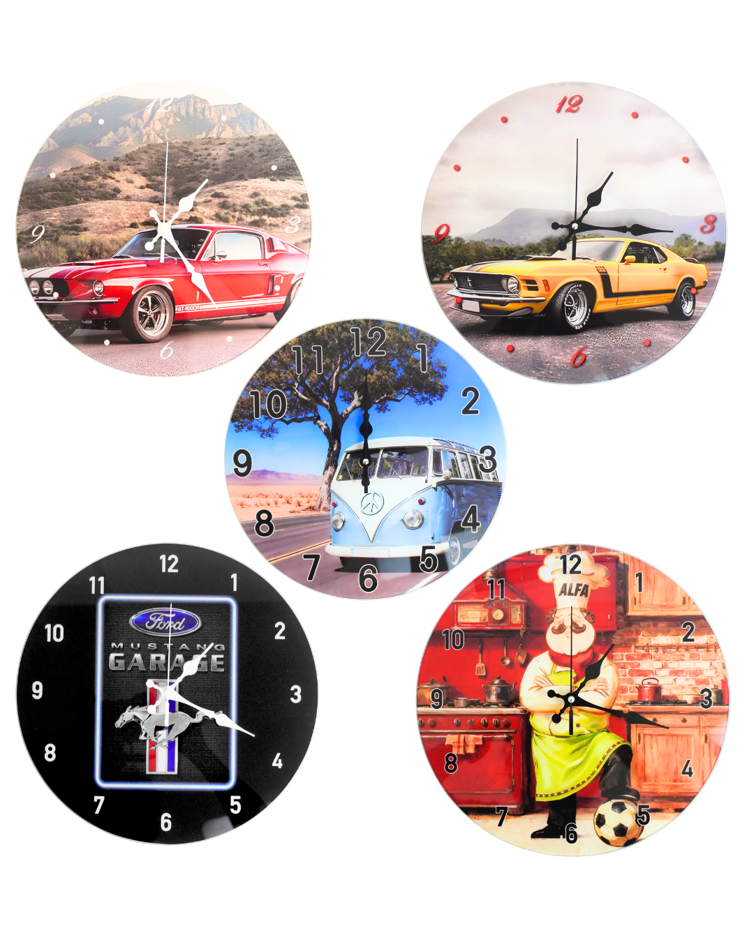 Reloj de cristal circular de autos - Reloj decorativo de pared