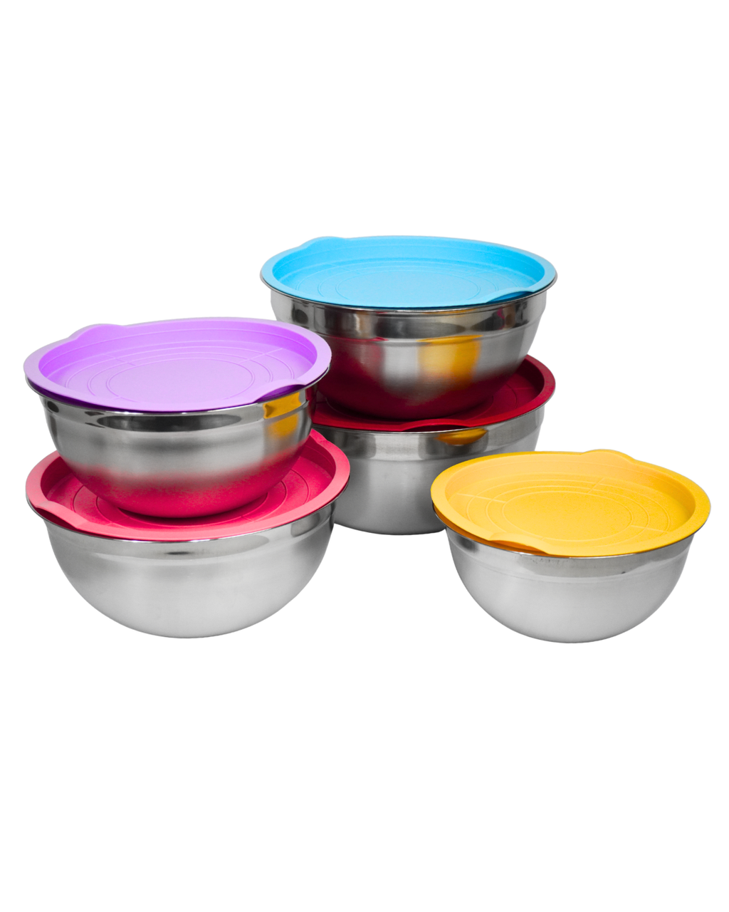 Bowl de acero inoxidable con tapa - GENERICO 5 pz
