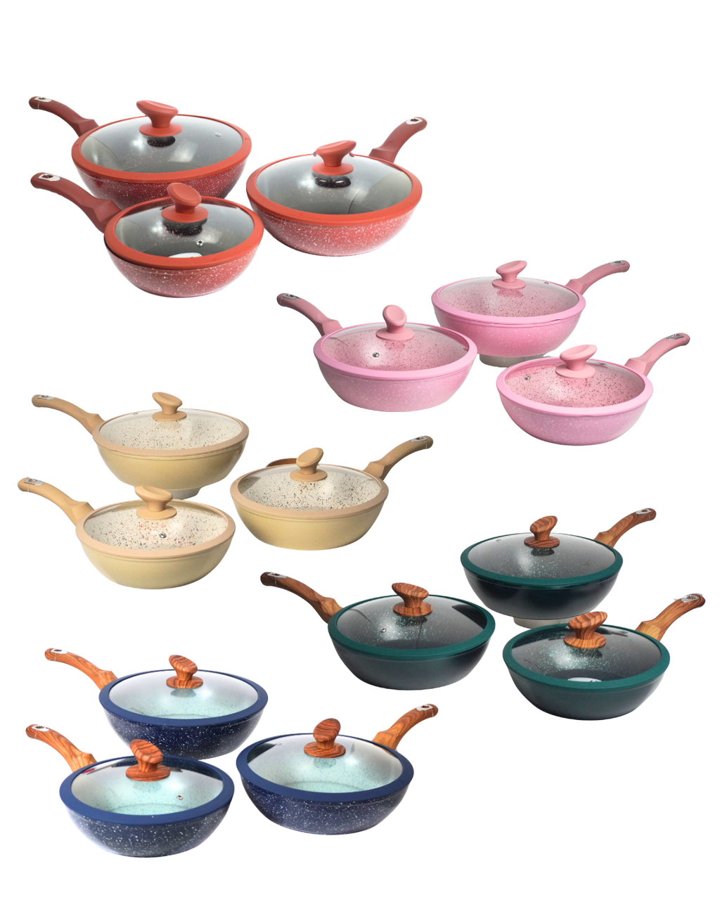 Juego de sartenes olivo ceramica premium 6 piezas 24, 26 y 28 cm