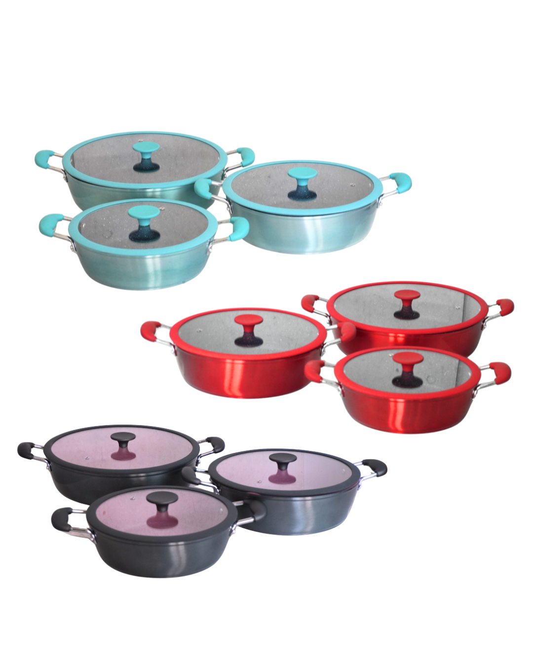 Set de Ollas de Cerámica Antiadherente AIKCWS6 - ALPHINE CUISINE 6 pz tapa plana