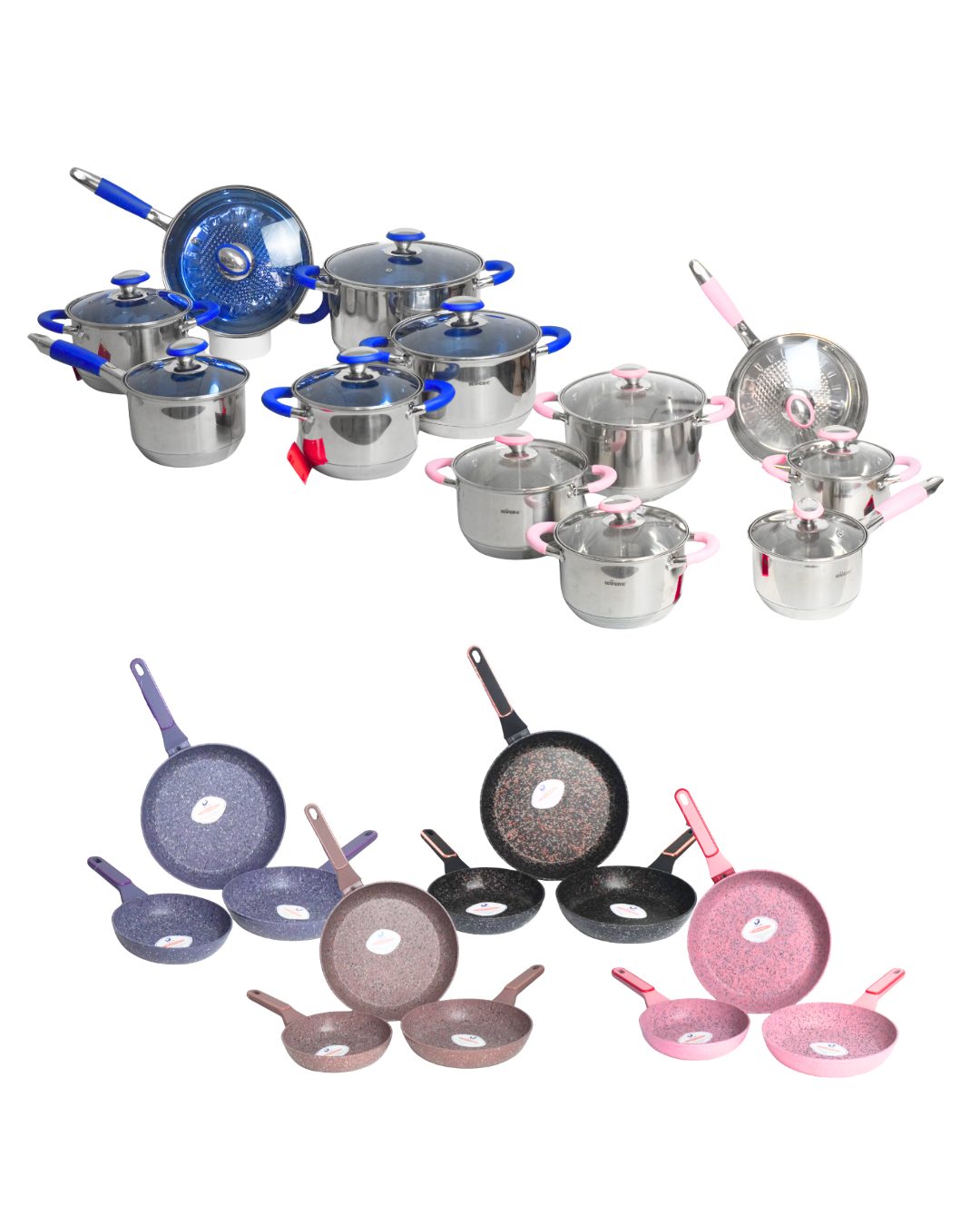 PROMOCION - Batería de acero inoxidable + Sartenes de cerámica - NEVIZA + GRECIA