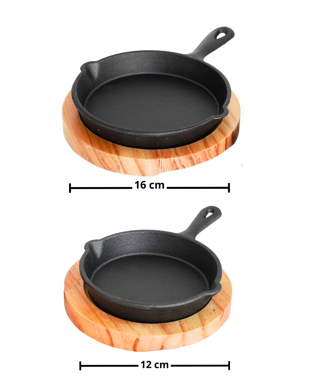 Sartén Huevero 12, 16 cm hierro c tabla