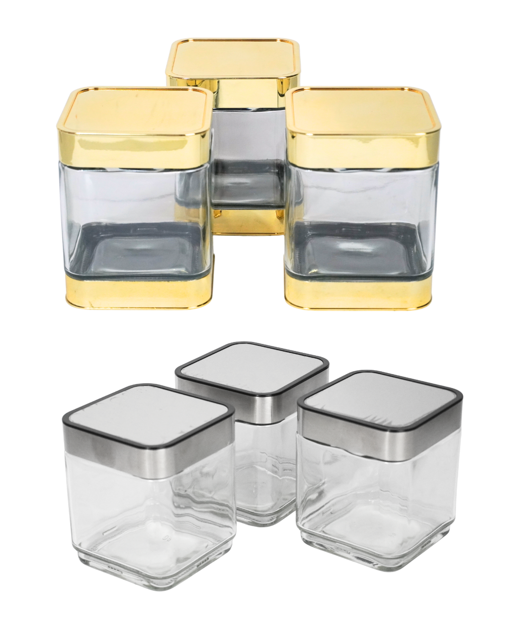 Azucareros de vidrio Cuadrado 41714 - CANISTER 3 pz
