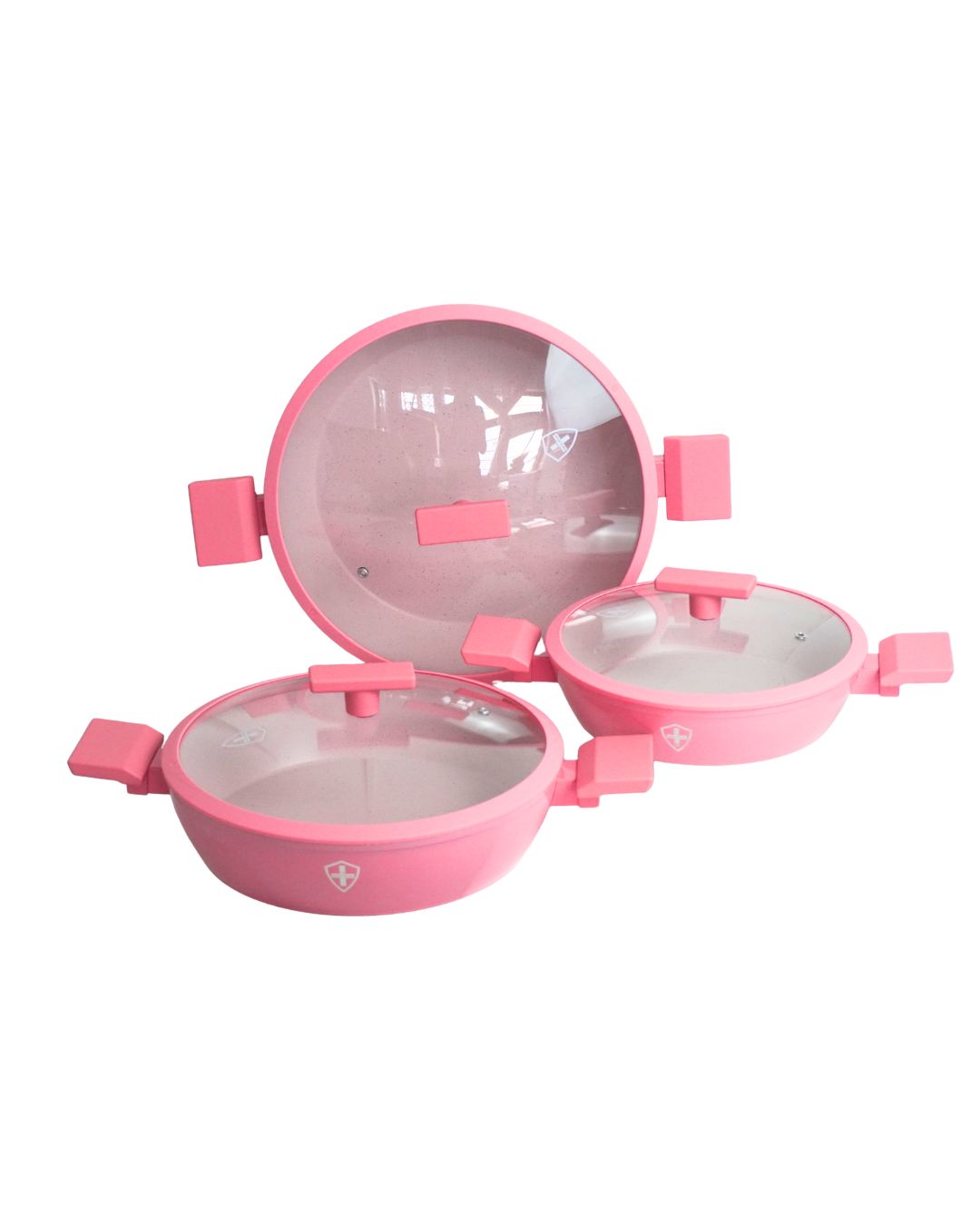 Ollas de cerámica Paris Pink - SWISS SILVER 6 pz HSM Antiadherente premium