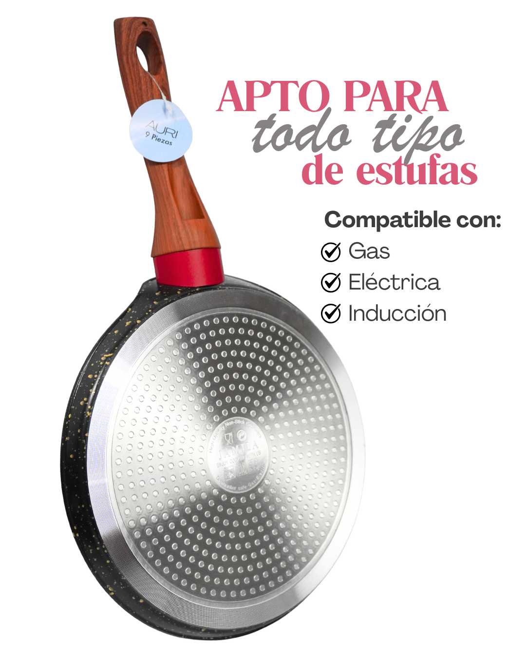 Batería de Cerámica Auri - JAMILA 9 pz Antiadherente