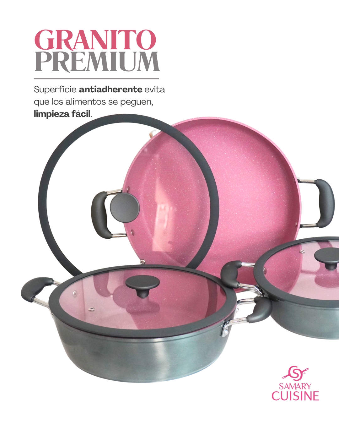 Set de Ollas de Cerámica Antiadherente AIKCWS6 - ALPHINE CUISINE 6 pz tapa plana