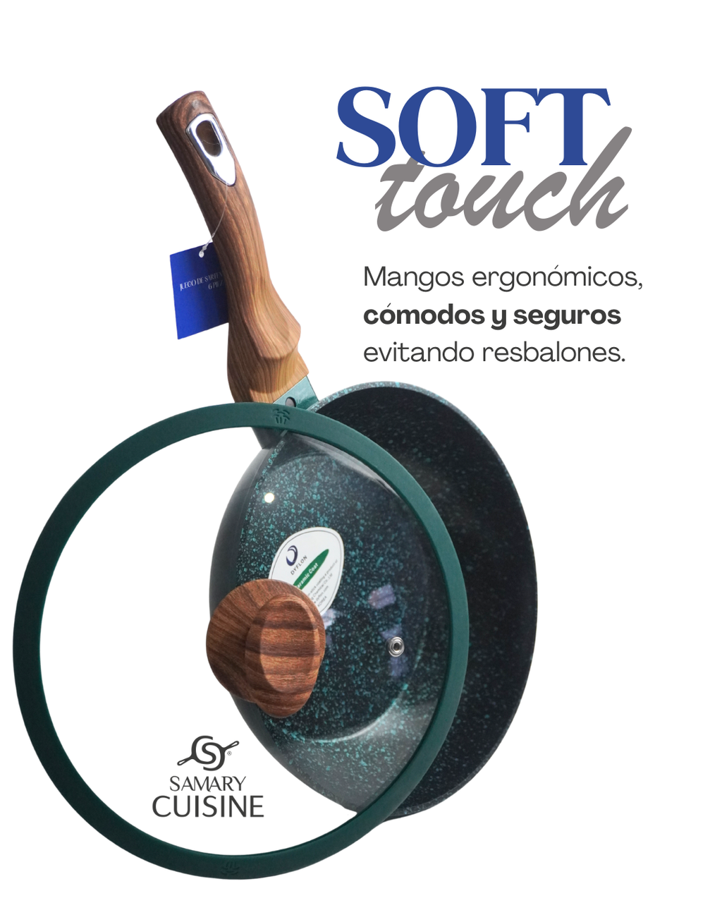 Juego de sartenes olivo ceramica premium 6 piezas 24, 26 y 28 cm