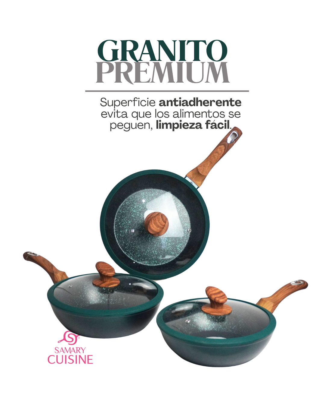 Juego de sartenes olivo ceramica premium 6 piezas 24, 26 y 28 cm