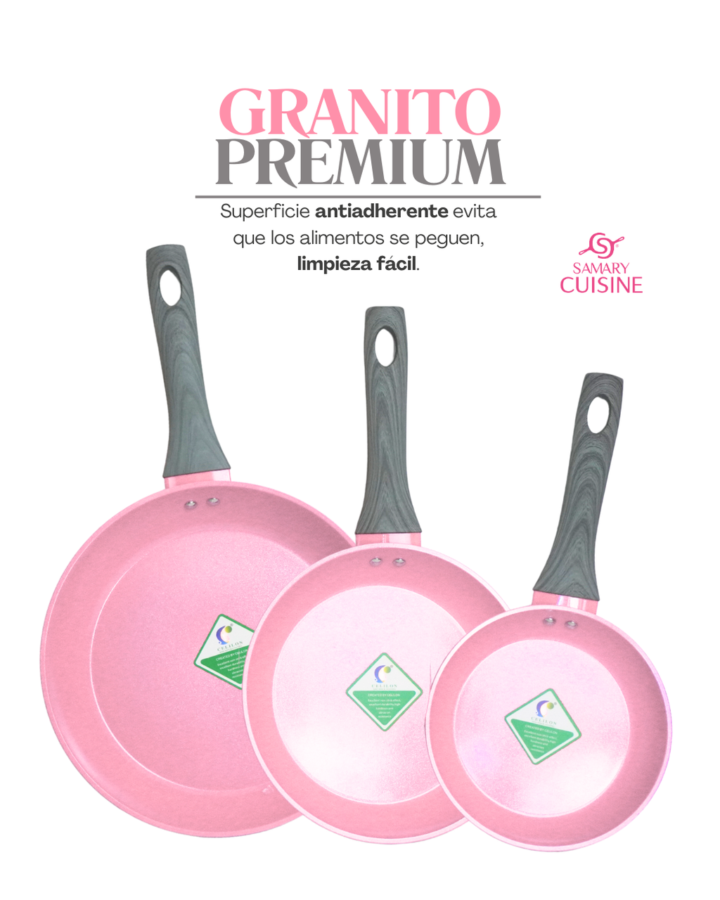 PROMOCION - Set de sartenes Palermo de cerámica antiadherente + Set de Utensilios de  silicona 12 pz