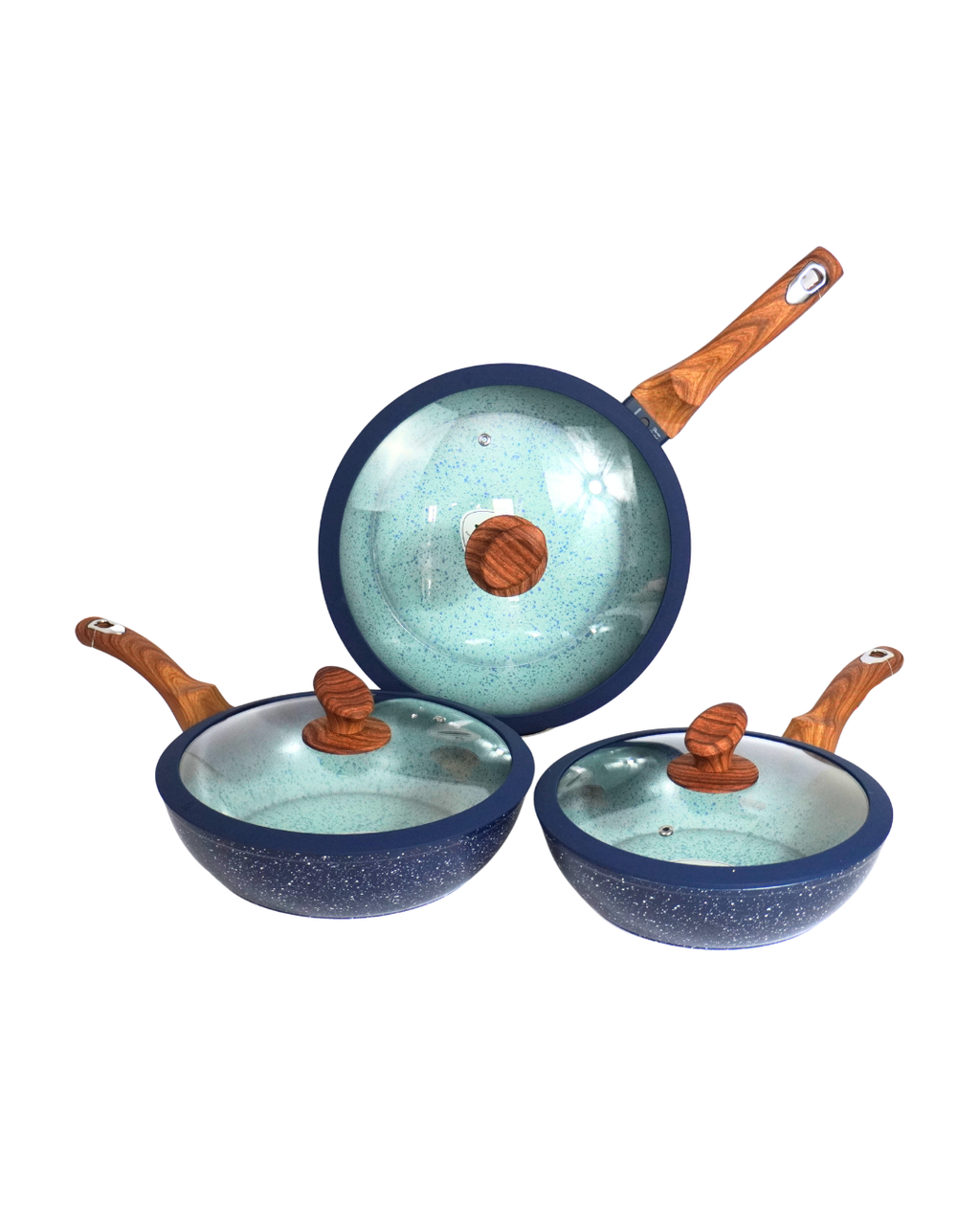 Juego de sartenes olivo ceramica premium 6 piezas 24, 26 y 28 cm