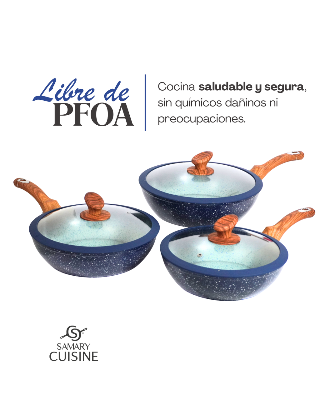 Juego de sartenes olivo ceramica premium 6 piezas 24, 26 y 28 cm
