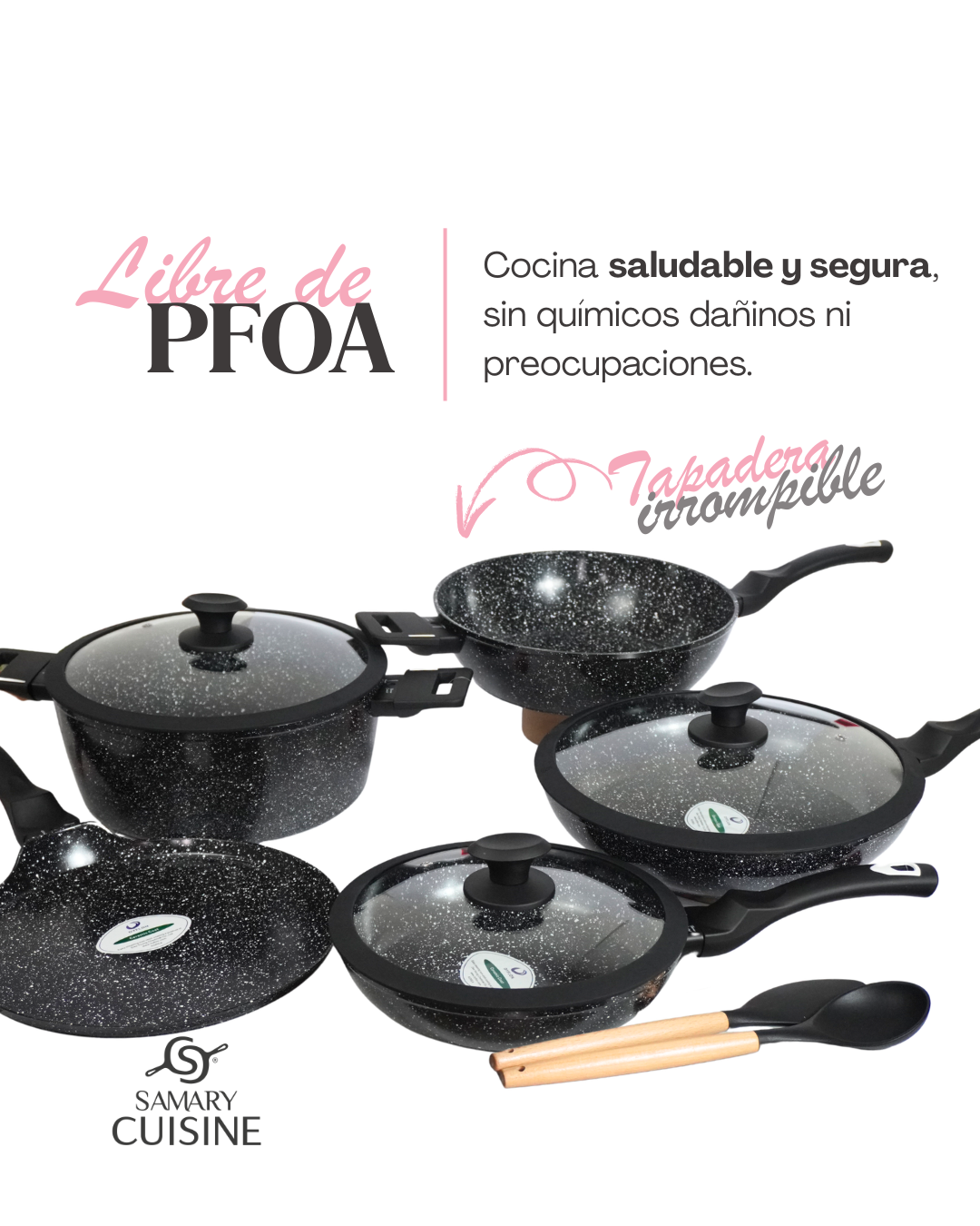 PROMOCIÓN Batería de Cocina Cerámica Atenas KUCHE 10 pz + Termo de Acero Inoxidable GRATIS