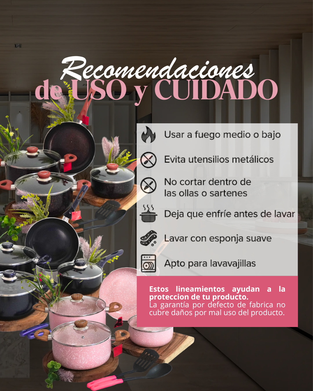 Batería de Cerámica Antiadherente Parla - KUCHE 12 pz