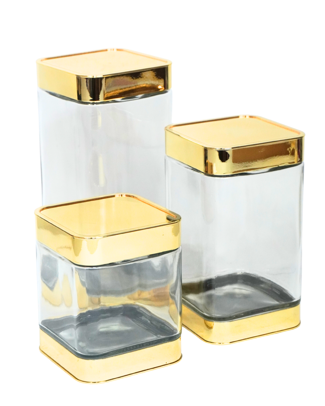 Azucarero de Vidrio Cuadrado 41719  diferentes tamaños - CANISTER 3 pz