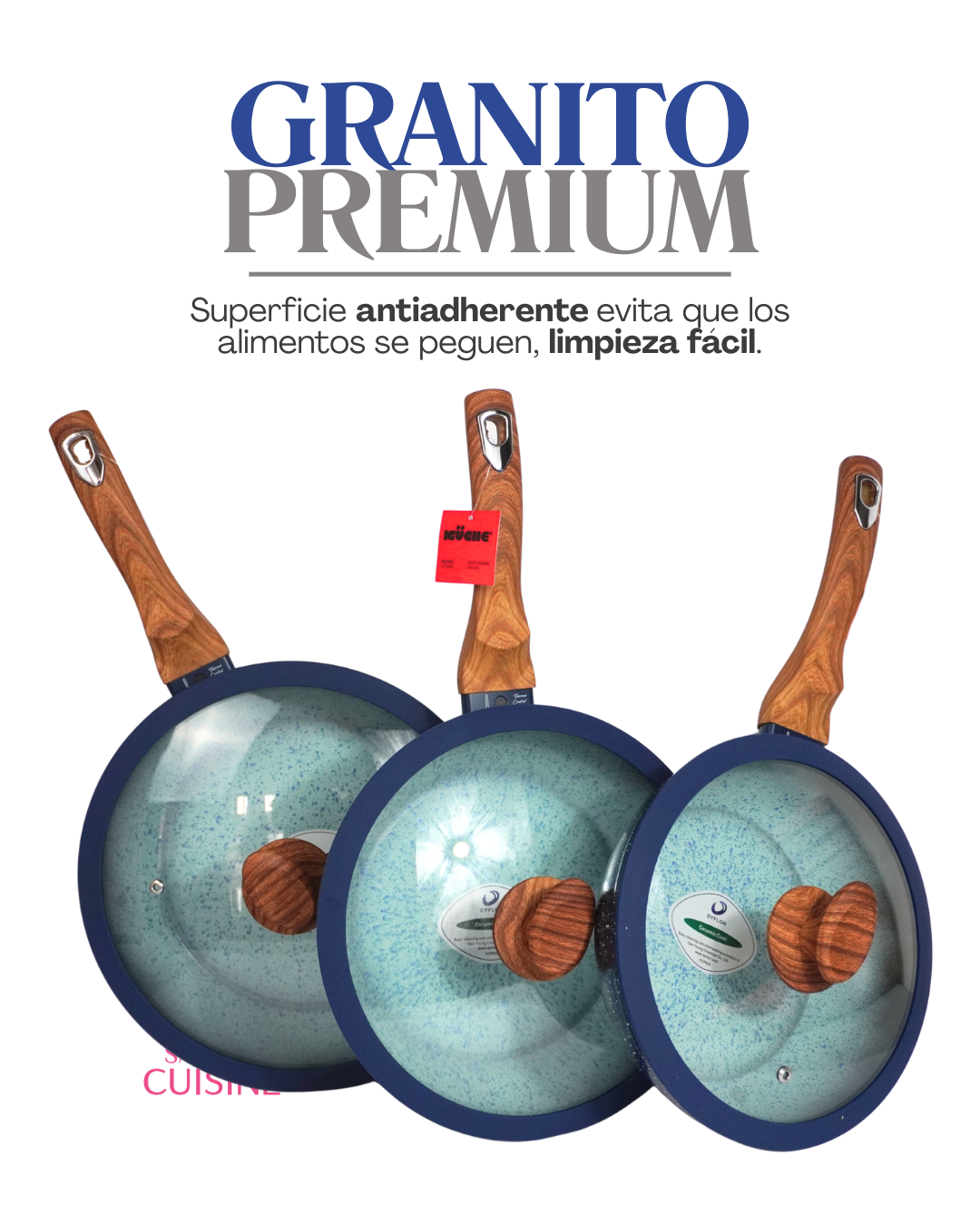 Juego de sartenes olivo ceramica premium 6 piezas 24, 26 y 28 cm