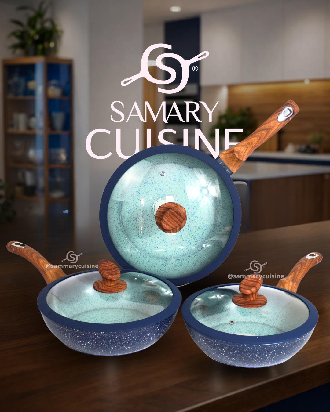 Juego de sartenes olivo ceramica premium 6 piezas 24, 26 y 28 cm