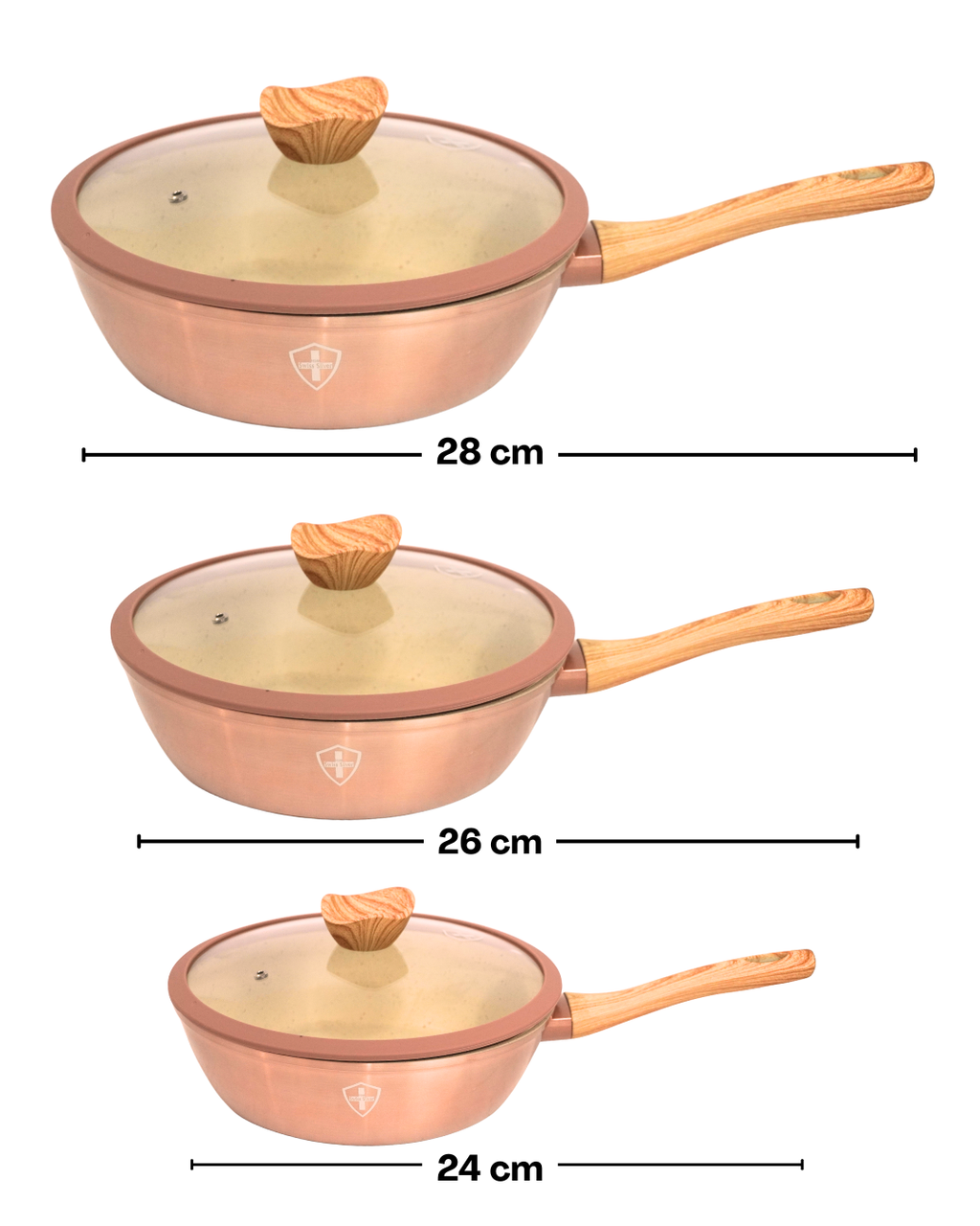 Sartén ceramica con tapa - SWISS SILVER 3 pz