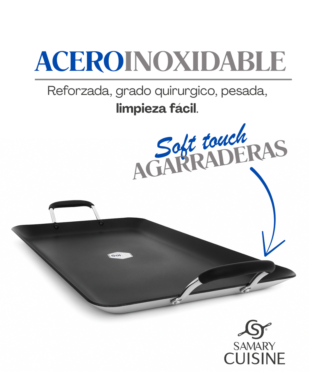 Comal Rectangular Alfa Cuisine de 2 Parrillas Teflón Premium Negro | +1000 vendidos